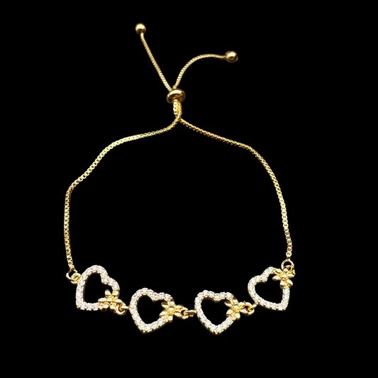 Pulsera Corazones Oro