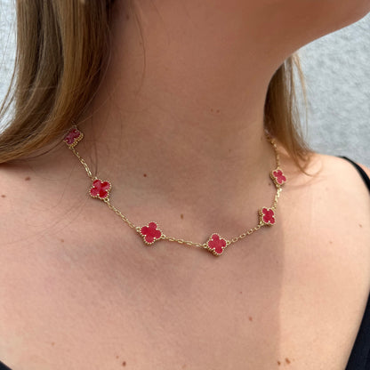 Cadena Van Cleef Roja Dual Oro