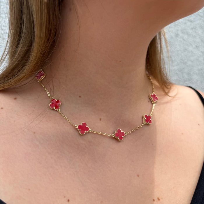 Cadena Van Cleef Roja Dual Oro