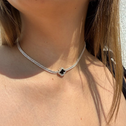 Collar Van Cleef Micro Circón Negro