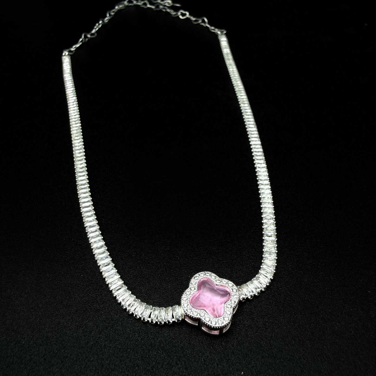 Collar Van Cleef micro circon rosa