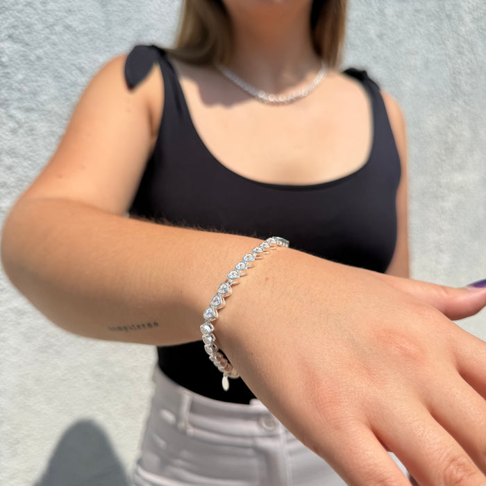 Pulsera Mini Corazones en Plata 925