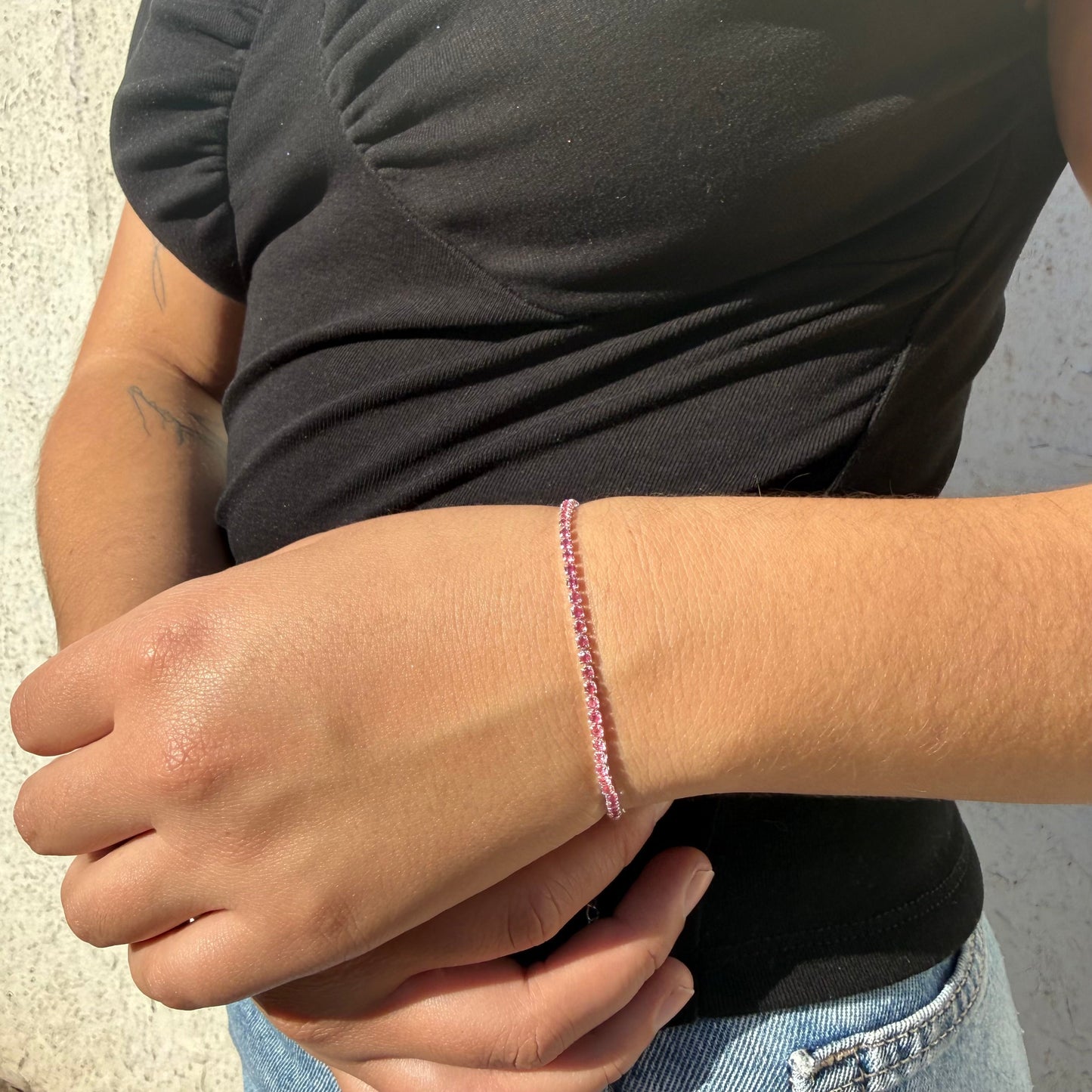 Pulsera Tennis pink  2mm