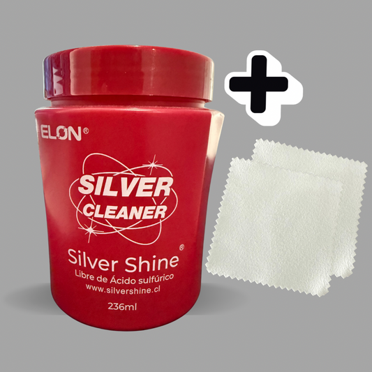 Kit de Limpieza para Joyas de Plata – Elon Silver Cleaner + 2 Paños Pulidores