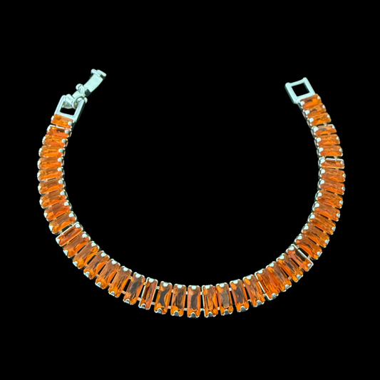 Pulsera Tennis con Circones Naranja 7mm