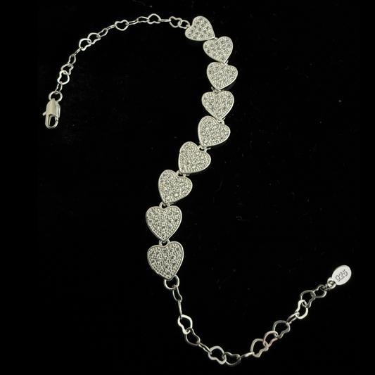 Pulsera Corazón Micro circón en Plata 925