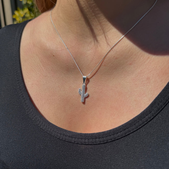 Collar Cactus con circones Plata 925