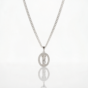 Collar Medalla Virgen Brillante Plata 925