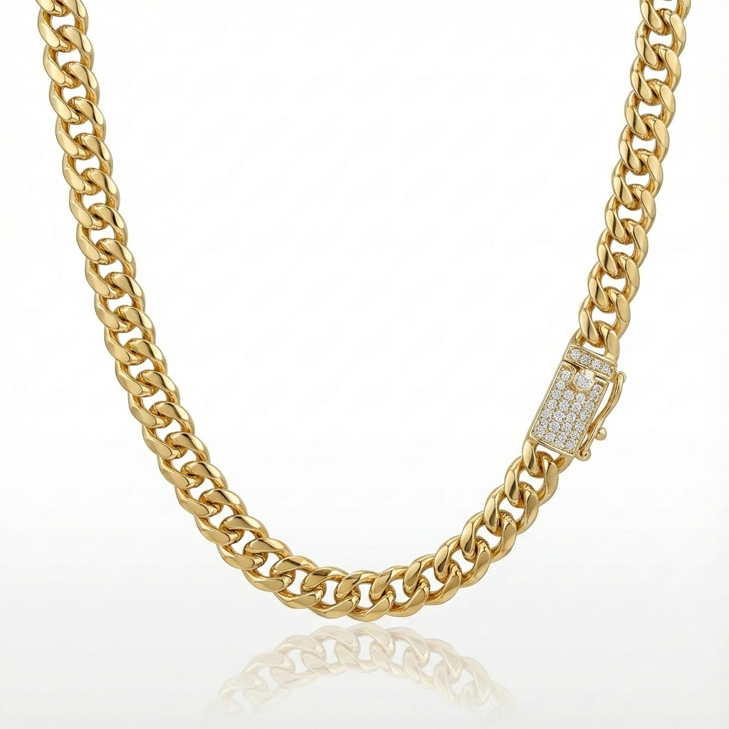 Cadena Cubana Oro – 8 mm – Silver Ice 01