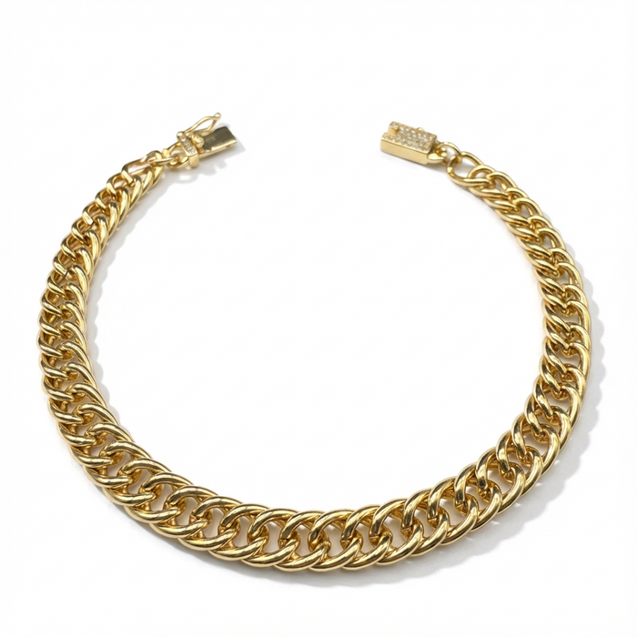 Pulsera Doble Cubana Oro – 7 mm