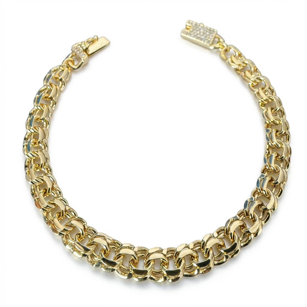 Pulsera Doble Rolo Oro – 8 mm – Silver Ice 01