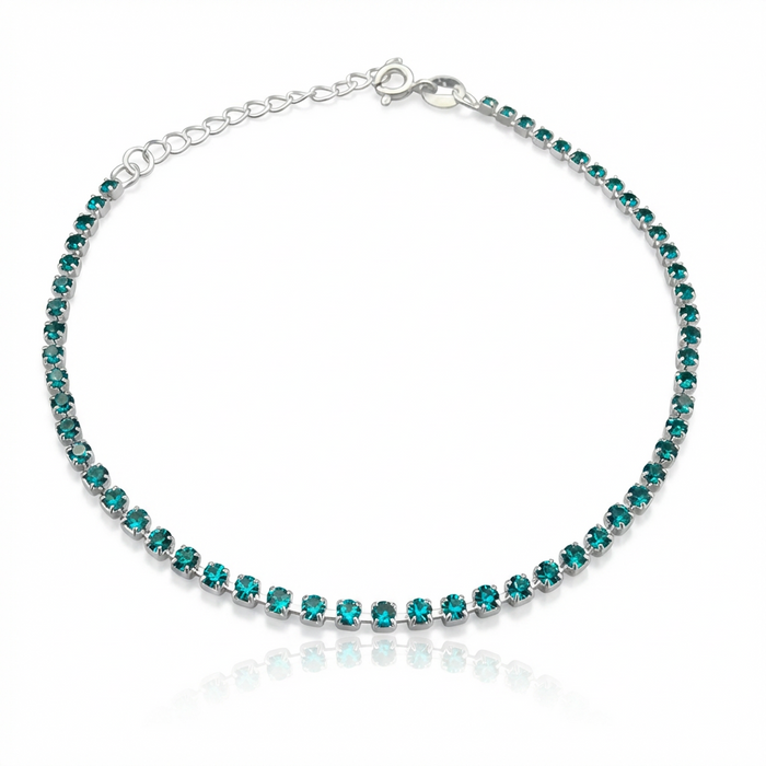 Pulsera Tennis con Circones Turquesa  2mm