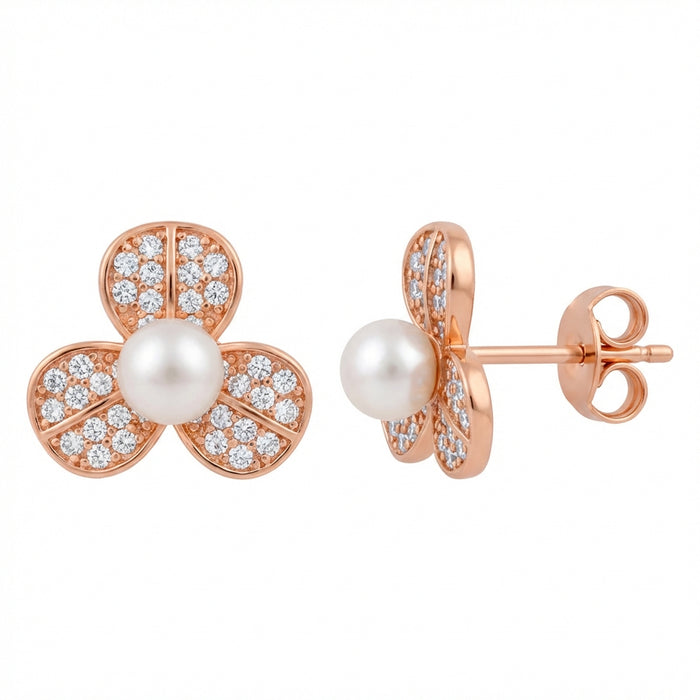 Aros Perla Blossom- Oro Rosa