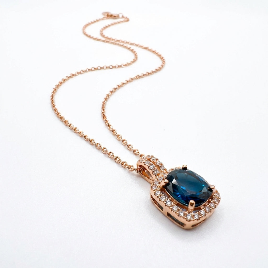 Cadena Cielo Azul- Oro Rosa
