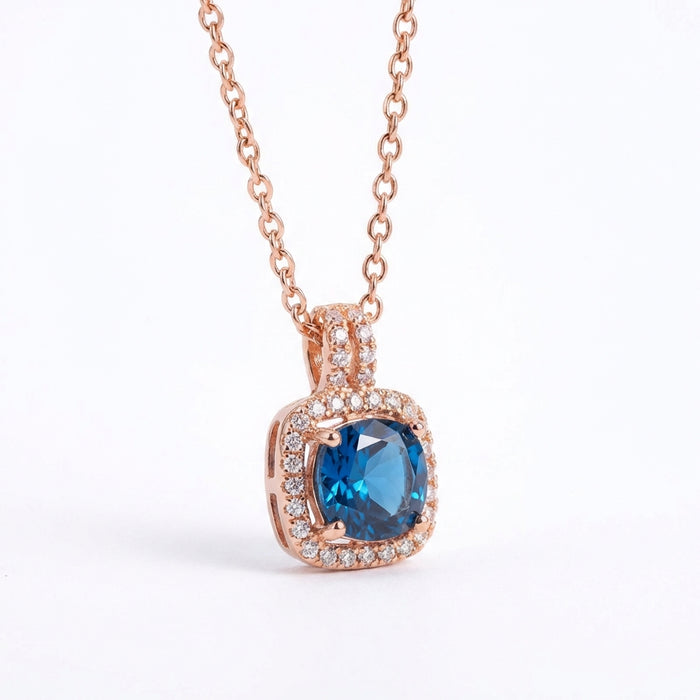 Cadena Cielo Azul- Oro Rosa