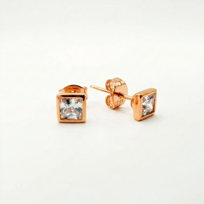 Aros Cuadro Lumi - Oro Rosa