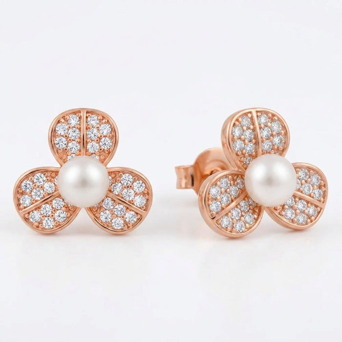 Aros Perla Blossom- Oro Rosa