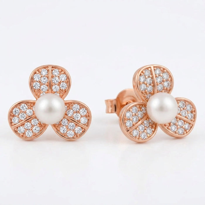 Aros Perla Blossom- Oro Rosa