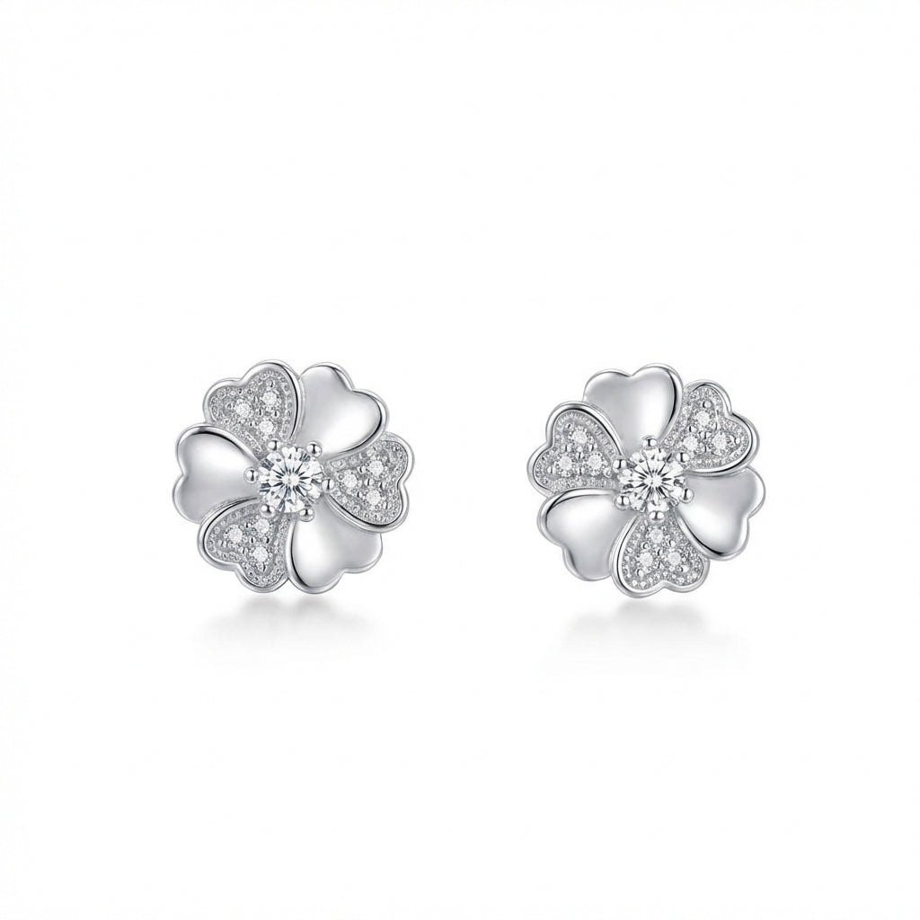 Aros Flor Pavé- Plata 925