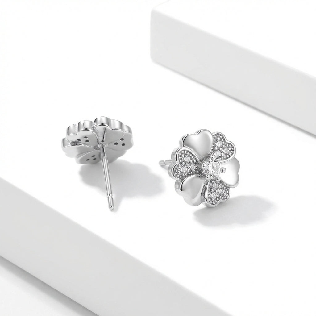 Aros Flor Pavé- Plata 925