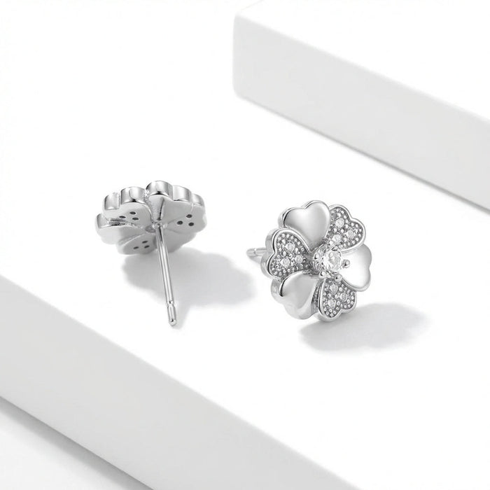 Aros Flor Pavé- Plata 925