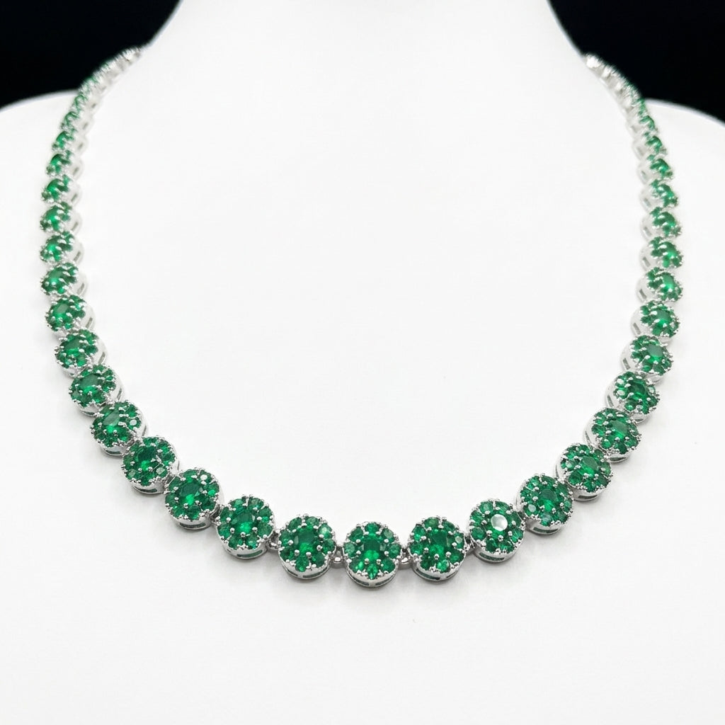 Collar Glam Circones Verde Plata 925 – Silver Ice 07
