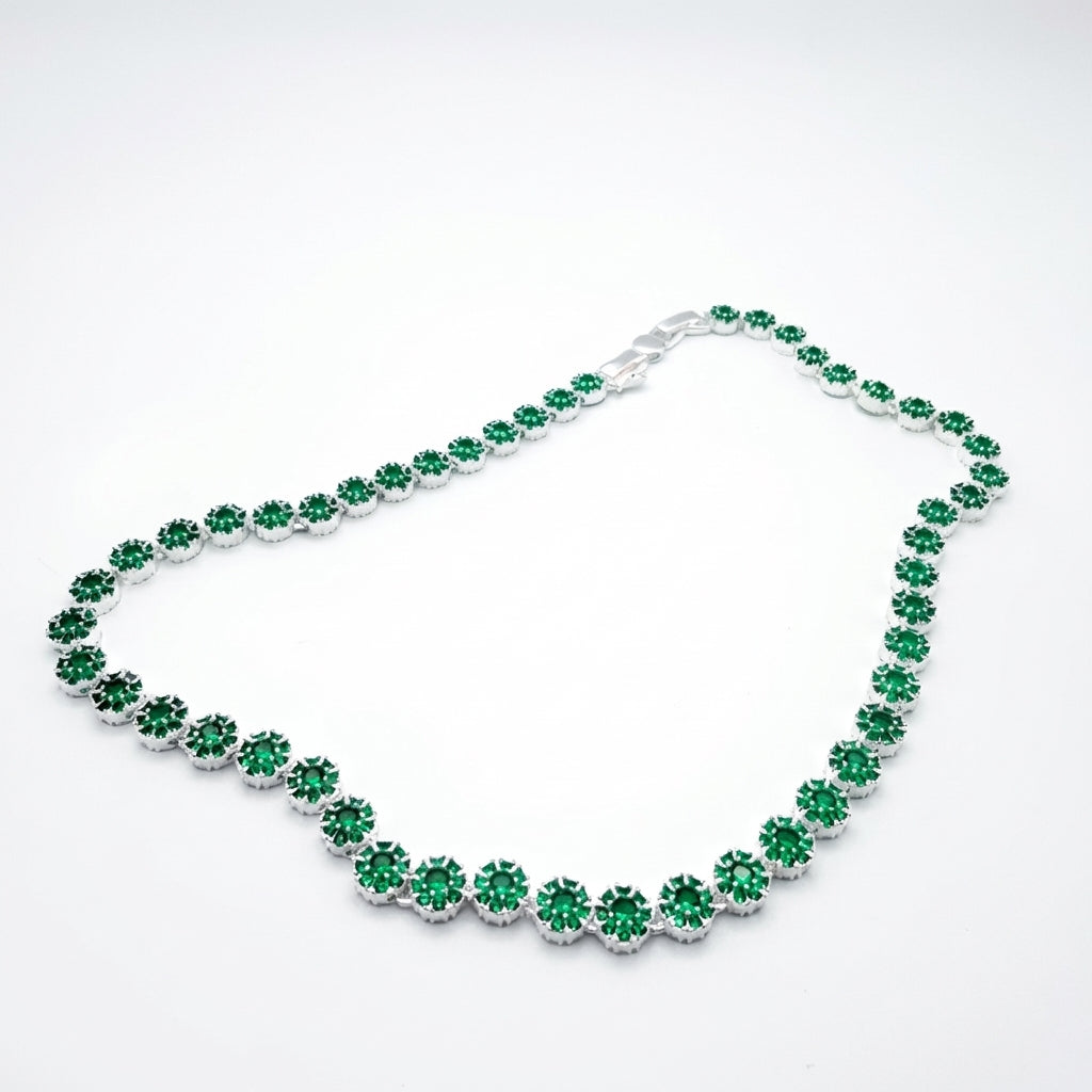 Collar Glam Circones Verde Plata 925 – Silver Ice 03