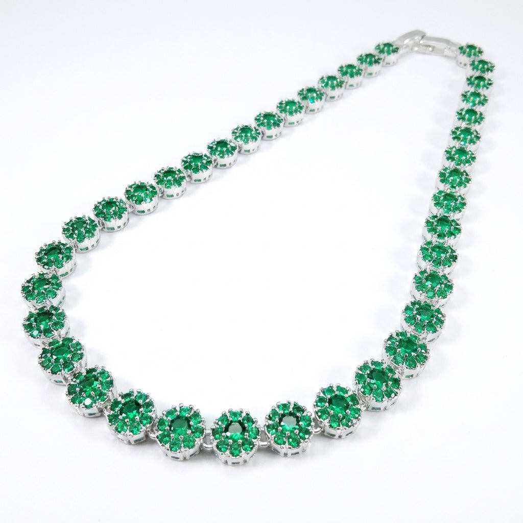 Collar Glam Circones Verde Plata 925 – Silver Ice 06