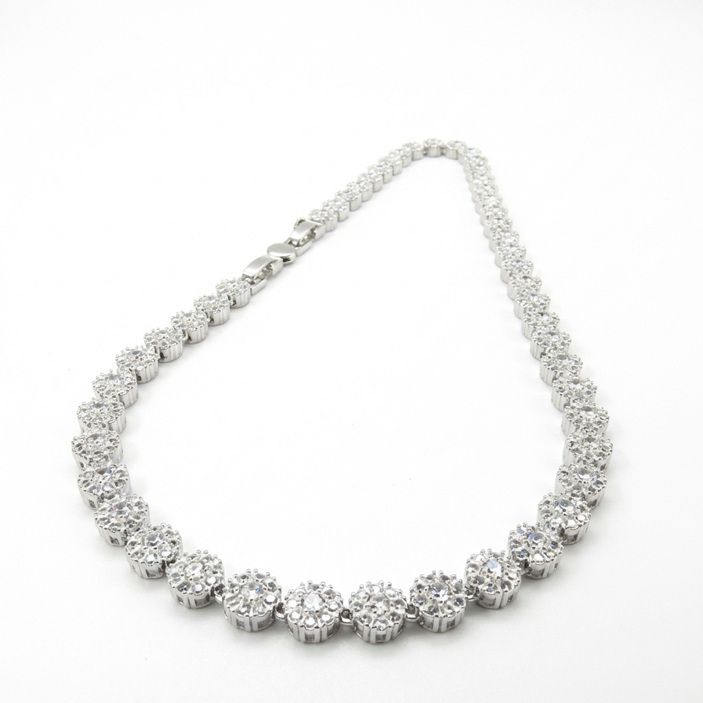 Collar Glam Circones Blancos Plata 925 – Silver Ice 01
