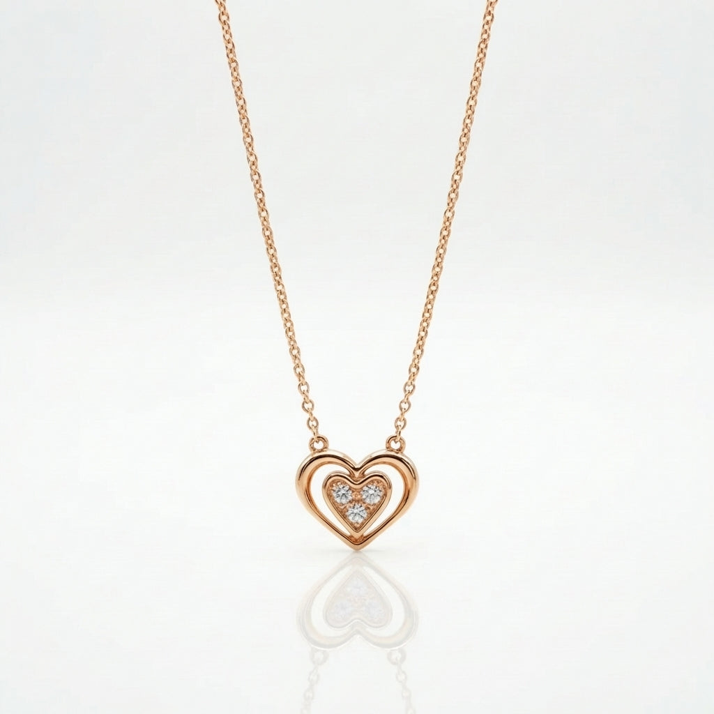 Cadena corazones radiante oro rosa
