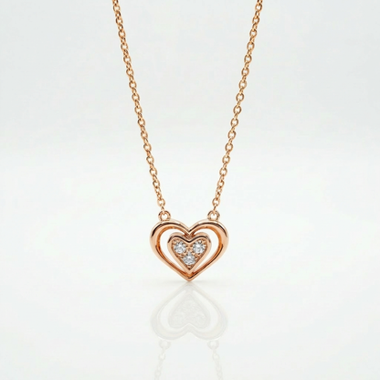 Cadena corazones radiante oro rosa