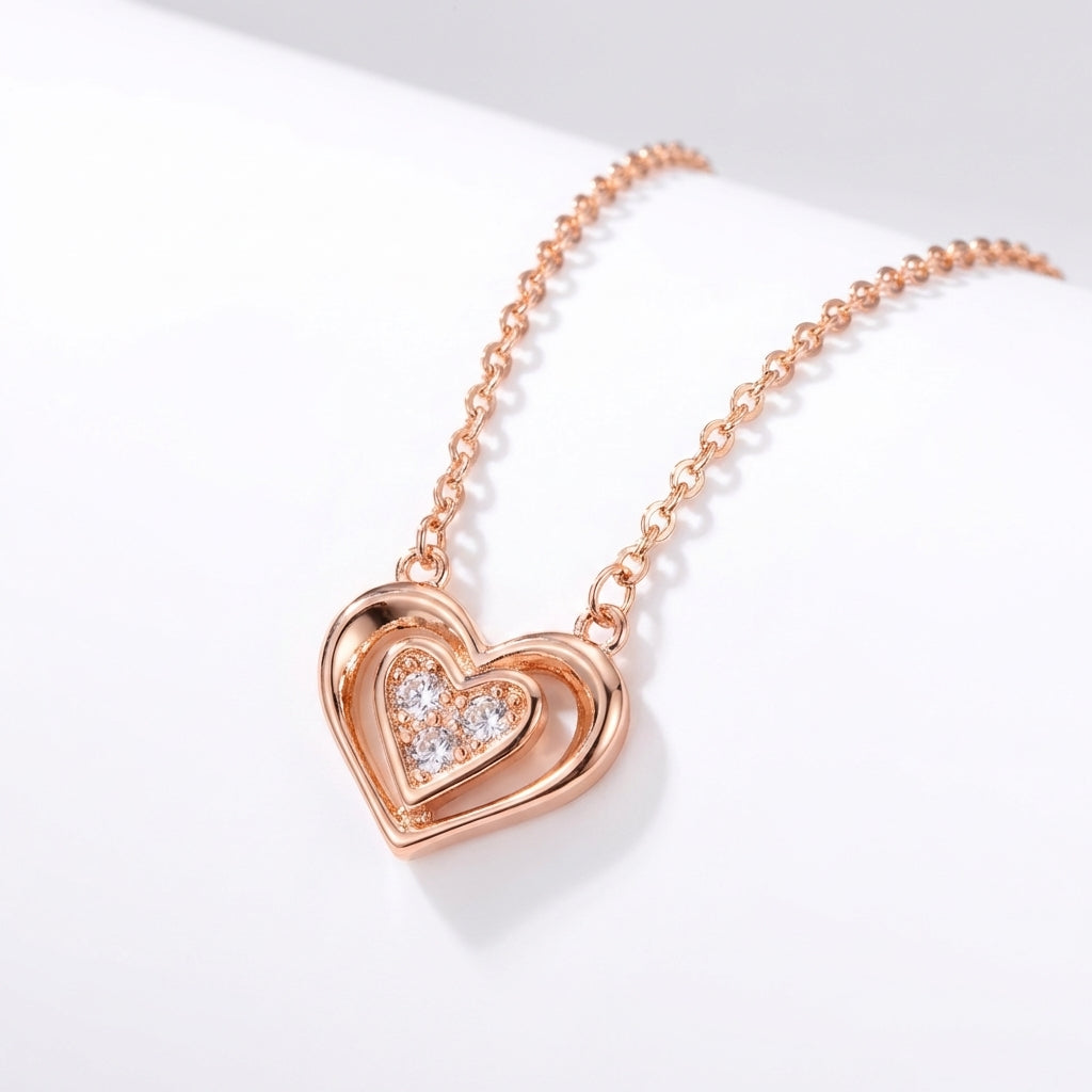 Cadena corazones radiante oro rosa