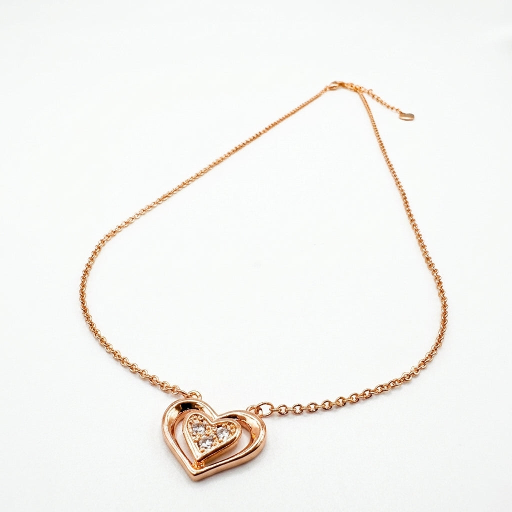 Cadena corazones radiante oro rosa