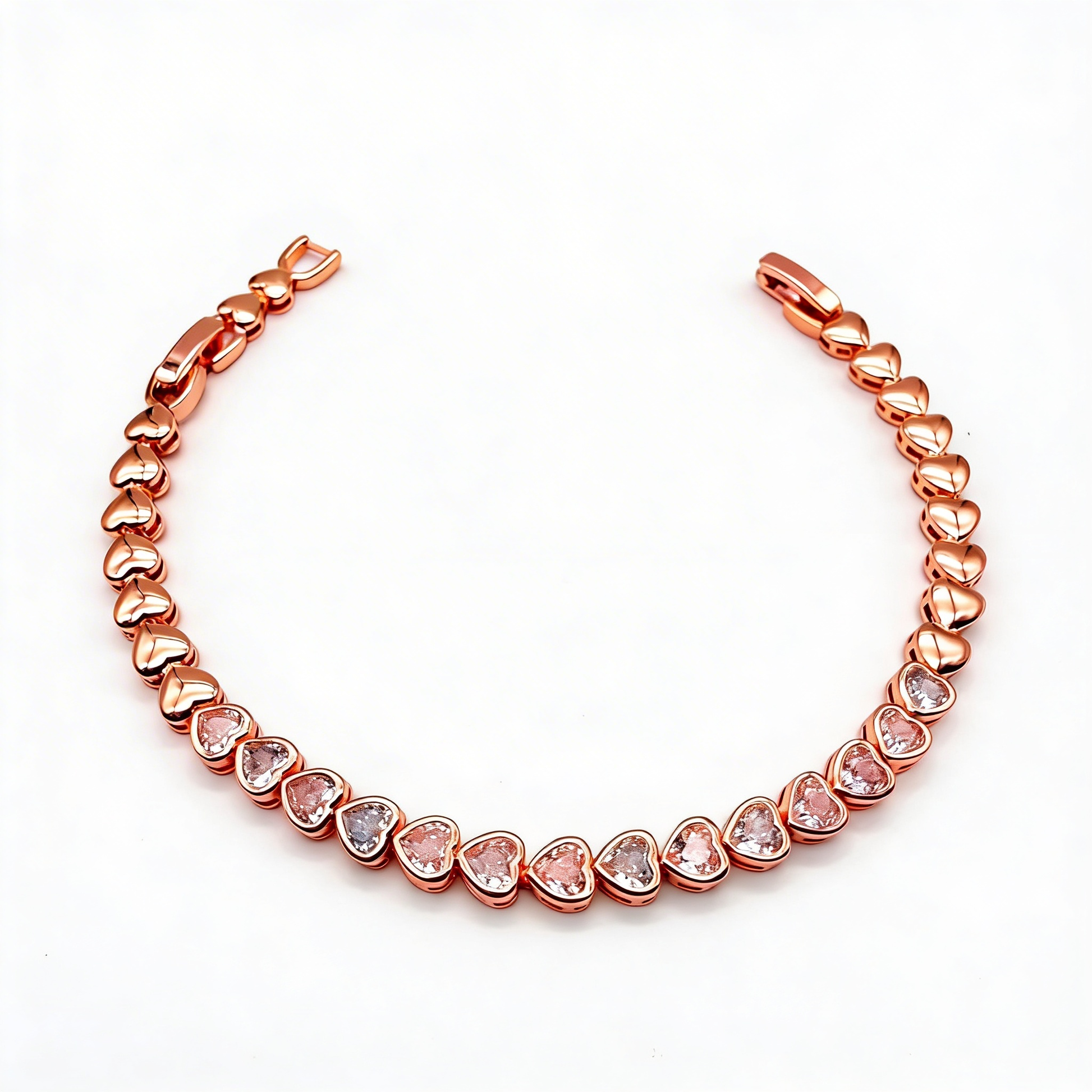 Pulsera Ice Hearts Oro Goldfilled Rosa – 5mm – Silver Ice 01