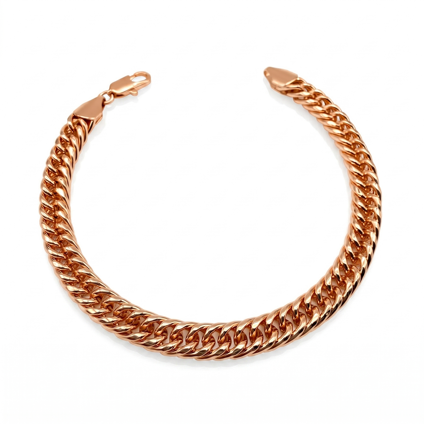 Pulsera Doble Cubana Oro Rosa 7mm
