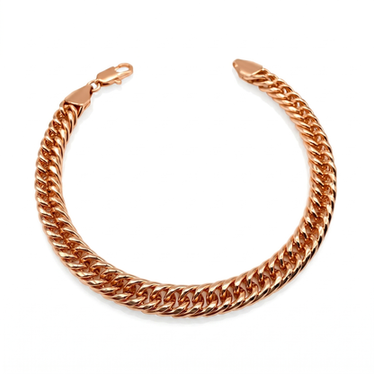 Pulsera Doble Cubana Oro Rosa 7mm