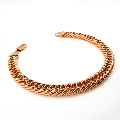 Pulsera Doble Cubana Oro Rosa 7mm