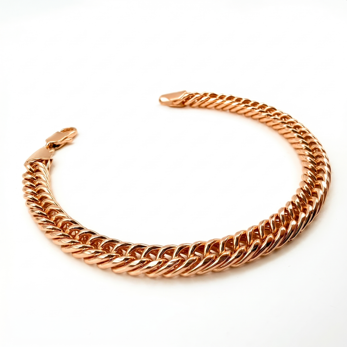 Pulsera Doble Cubana Oro Rosa 7mm