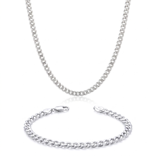 Conjunto Grumet Plata 925  (cadena + pulsera)