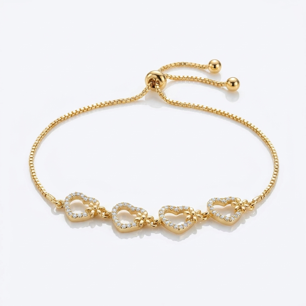 Pulsera Corazones Oro Goldfilled