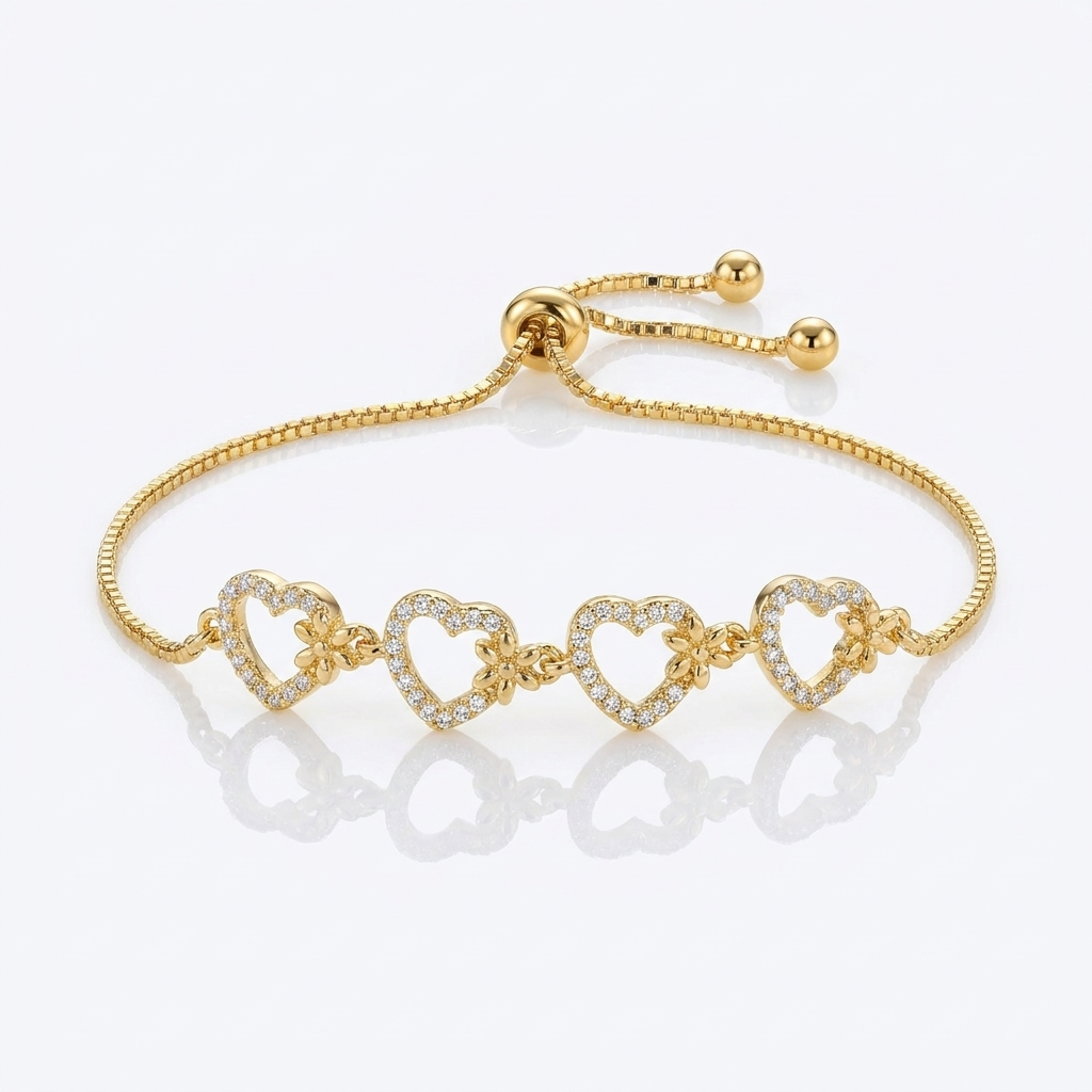 Pulsera Corazones Oro Goldfilled