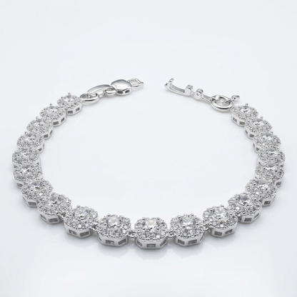 Pulsera Tennis Halo Plata 925 - 5mm: pulsera tennis de circones en racimos con halo