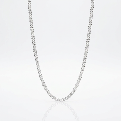 Cadena Doble Rolo Plata 925 - 2mm: cadena de eslabón doble rolo, otro ángulo