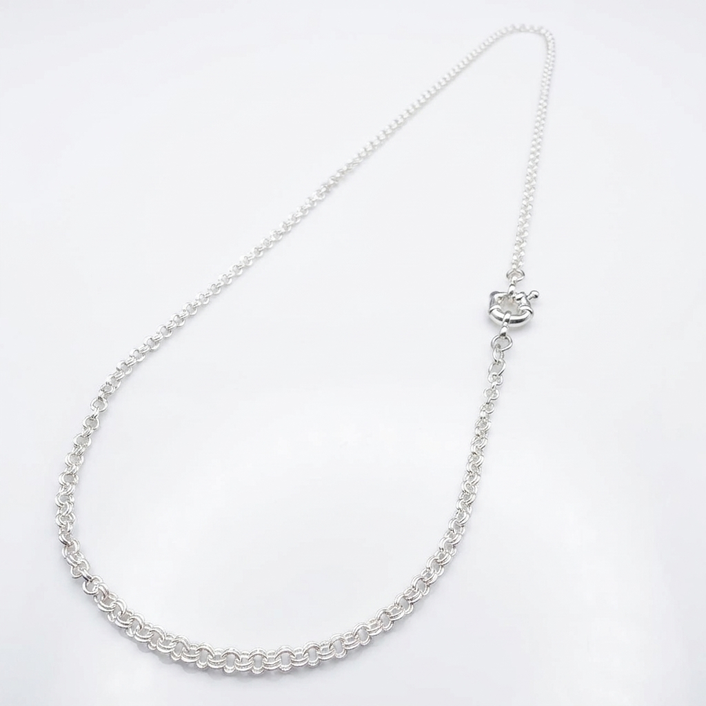 Cadena Doble Rolo Plata 925 - 2mm: cadena de eslabón doble rolo, otro ángulo