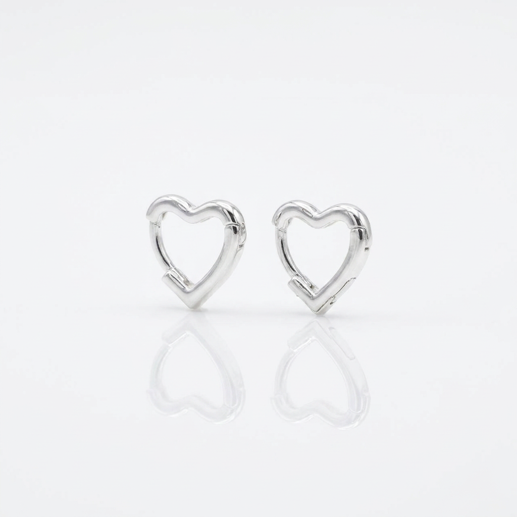 Aros Argolla Corazón Mini - Plata 925: argollas pequeñas con forma de corazón