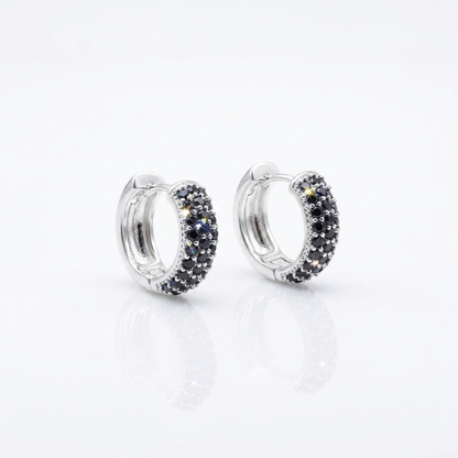 Aros Argolla Noir - Plata 925: argollas cubiertas de circones negros