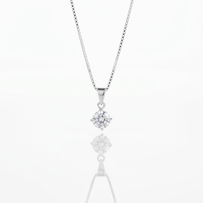 Collar Punto de Luz Solitario Plata 925: circón blanco solitario, otro ángulo