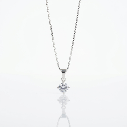 Collar Punto de Luz Solitario Plata 925: circón blanco solitario, otro ángulo