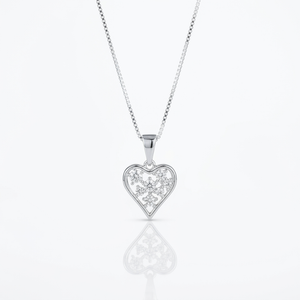 Collar Corazón Floral Plata 925