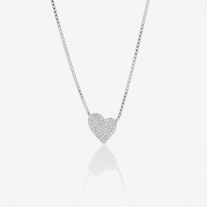 Collar Corazón Pavé Plata 925: corazón cubierto de micro circones